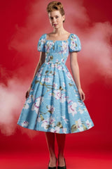 Robe Pin-Up Fleurie Bleue Ciel – Maryline