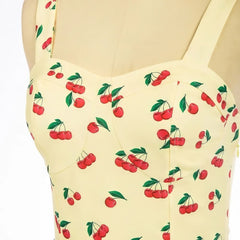 Robe Pin-Up Jaune Pastel Cerises – Ginger