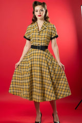Robe Pin-Up Jaune à Carreaux – Rozetta