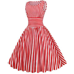 Robe Pin-Up Rayures Rouges et Blanches – Ava