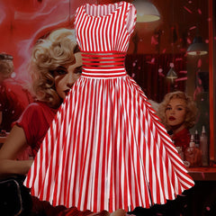 Robe Pin-Up Rayures Rouges et Blanches
