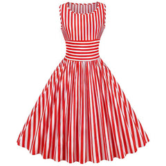 Robe Pin-Up Rayures Rouges et Blanches – Ava
