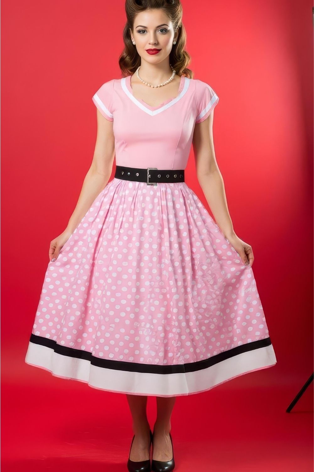 Robe Pin-Up Rose à Pois – Ivy