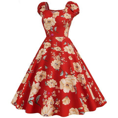 Robe Pin-Up Rouge Grosses Fleurs – Ruby