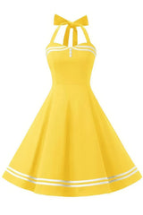 Robe Pin-Up Sailor Jaune à Licou