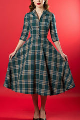 Robe Pin-Up Verte à Carreaux – Mimi
