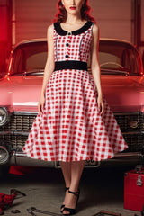 Robe Pin-Up Vichy Blanche & Rouge pour Guinguette – Lana