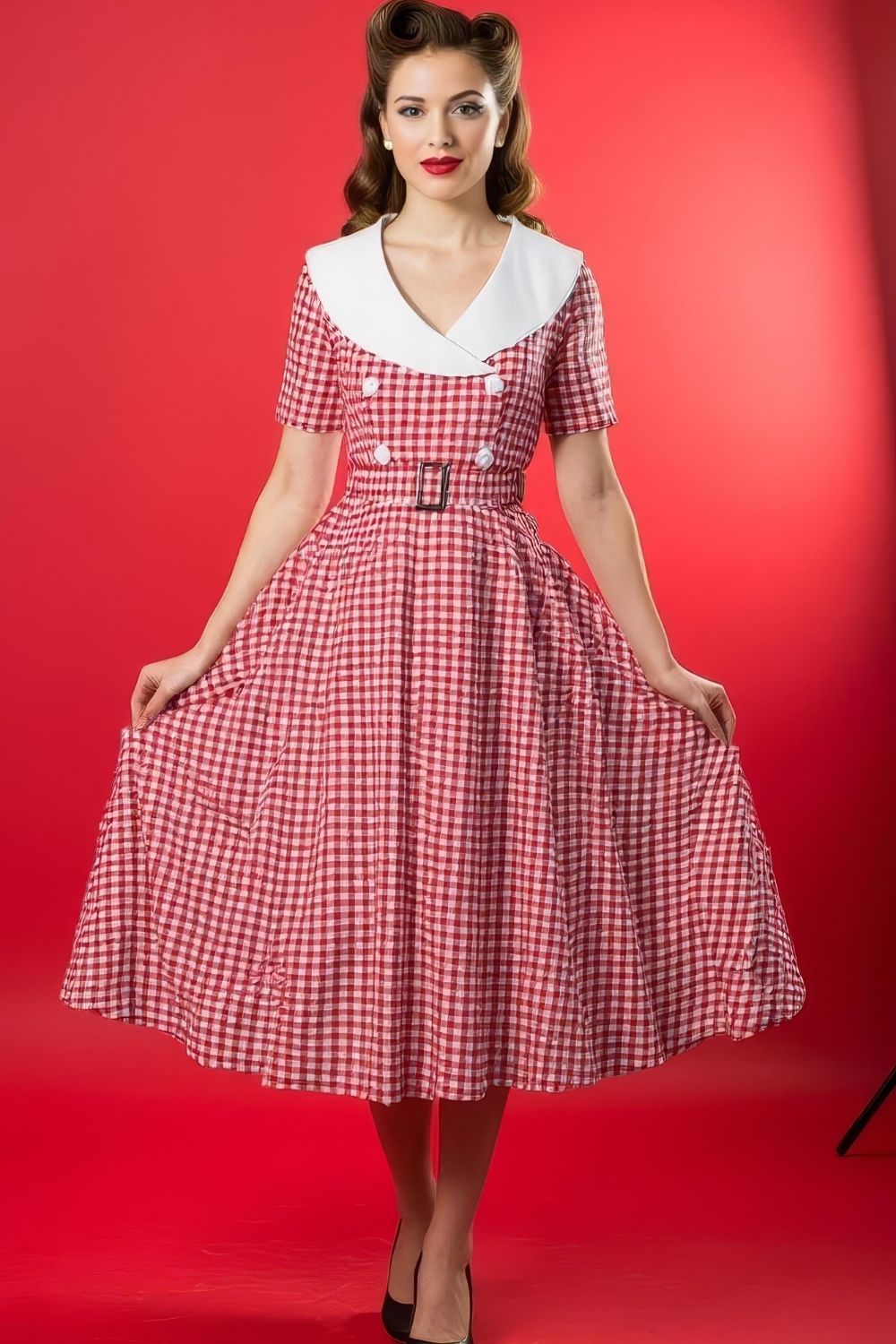 Robe Pin-Up Vichy Rouge et Blanc – Priscilla