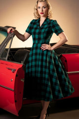 Robe Pin-Up Vichy Verte & Noire – Karleen