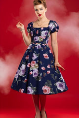 Robe Pin-Up de Cérémonie Fleurs Majestueuses – Ava-Rose