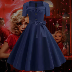 Robe Pin-Up Bleue Marine Chic – Beverly