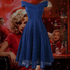 Robe Pin-Up Bleue en Dentelle – Vesper