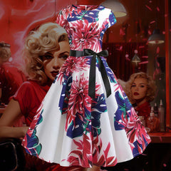 Robe Pin-Up Courte à Fleurs Rouges – Amaris