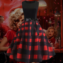 Robe Pin-Up Écossaise Rouge & Noire – Francine