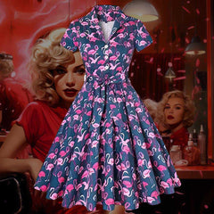 Robe Pin-Up Flamants Roses – Georgia