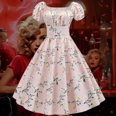 Robe Pin-Up Fleurie Rose Pale – Veronica