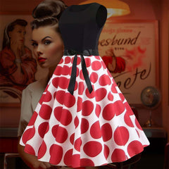 Robe Pin-Up Jupe Blanche à Pois Rouges – Yolanda