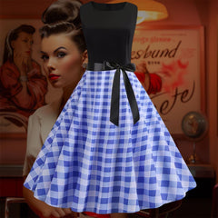 Robe Pin-Up Jupe Vichy Bleue – Drusilla