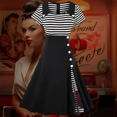 Robe Pin-Up Noire & Blanche Style Marin – Tootsie