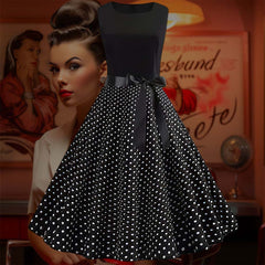 Robe Pin-Up Noire à Pois Blanc à Petit Prix – Hyacinth