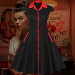 Robe Pin-Up Noire et Rouge – Vera