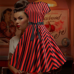 Robe Pin-Up Rockabilly Rouge et Noire – Gisella