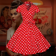 Robe Pin-Up Rouge à Pois Blancs – Tilly