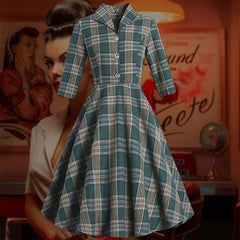 Robe Pin-Up Verte à Carreaux – Mimi