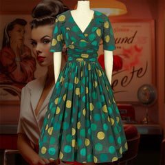 Robe Pin-Up Verte à Gros Pois – Missy