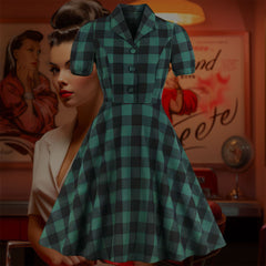 Robe Pin-Up Vichy Verte & Noire – Karleen