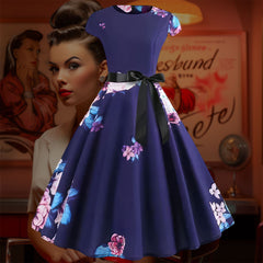 Robe Pin-Up Violette Fleurie – Marlene
