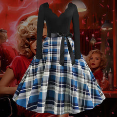Robe Pin-Up à Carreaux Vichy Bleus et Blancs – Iridessa