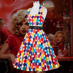 Robe Pin-Up à Pois Colorés – Sabine