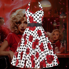 Robe Pin-Up à Pois & à Fleurs – Yvonne