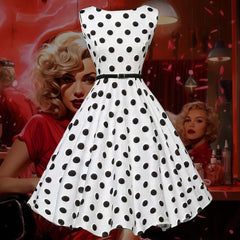 Robe Pin-Up d'Été Blanche et Noire – Dixie