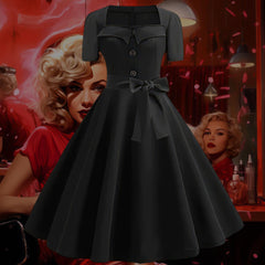 Robe Pin-Up de Cocktail Noir Intense – Debbie
