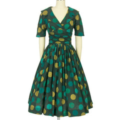 Robe Pin-Up Verte à Gros Pois