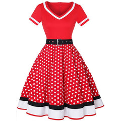 Robe Retro Rouge à Pois