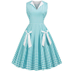 Robe Pin-Up Bleue Ciel à Carreaux