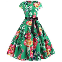Robe Pin-Up Verte Fleurie