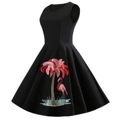 Robe Pin Up Flamants Roses Noir