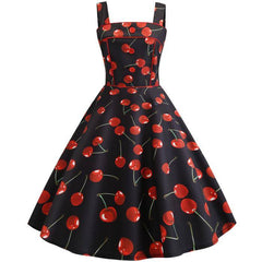 Robe Pin Up Motif Cerise