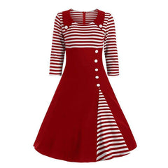 Robe Pin Up Rayée Blanc Rouge