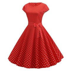Robe Retro Rouge à Pois Blanc