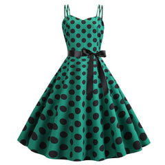 Robe Vintage Verte à Pois