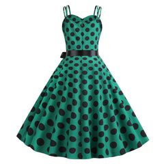 Robe Rétro Verte à Pois
