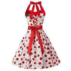 Robe Pin-Up Blanche à Cerises Rouges – Pearl
