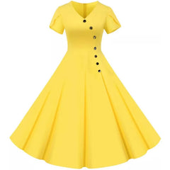 Robe Pin-up Boutons Asymétriques