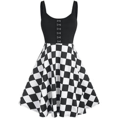 Robe Pin-up Boutons à Damier