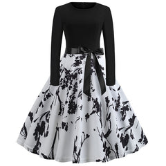 Robe Pin Up Florale Noir et Blanche